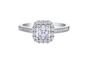 18K White Gold & Palladium Alloy (hypoallergenic) 1.60cttw Canadian Diamond Engagement Ring