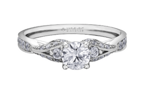 Anillo de diamantes elegante de oro blanco de 18 quilates y aleación de paladio (hipoalergénico)