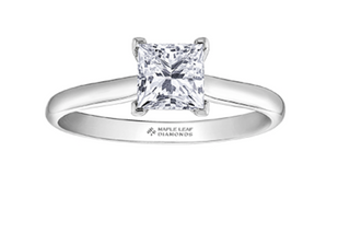 18K White Gold & Palladium Alloy (hypoallergenic) 0.30-1.00cttw Princess Cut Canadian Diamond Engagement Ring