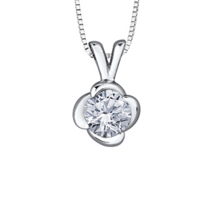 Oro blanco de 18 quilates con colgante de diamantes canadienses de aleación de paladio (hipoalergénico) de 0,15 a 0,50 quilates