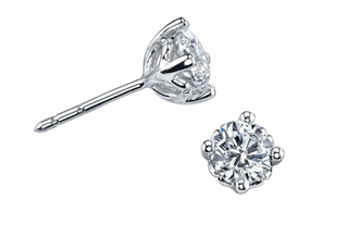 Diamond stud earrings on a white background
