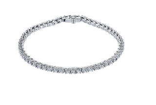 Silver bracelet with a clasp on a white background