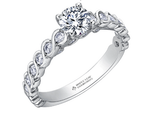 Anillo de oro blanco de 18 quilates/aleación de paladio (hipoalergénico) con diamantes redondos brillantes de 1,01 quilates
