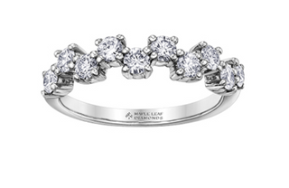 Diamond ring with 'Maple Leaf Diamonds' branding on a white background