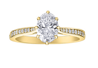 18K Yellow Gold & Palladium Alloy (hypoallergenic) 1.14cttw Canadian Oval Cut Diamond Engagement Ring