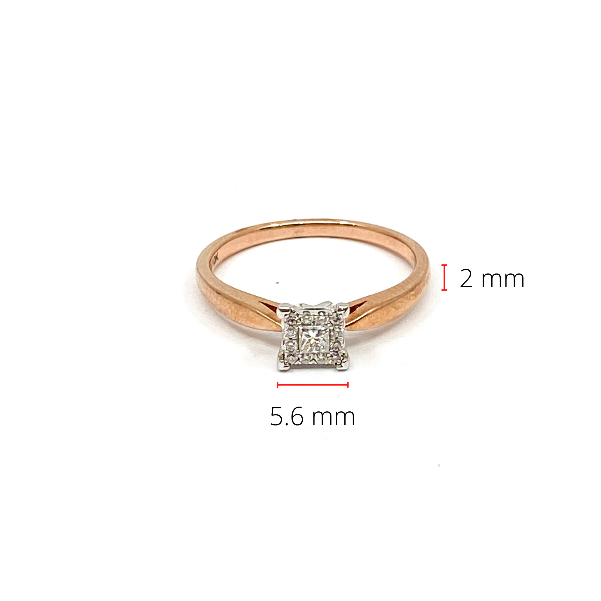 10K Rose Gold 0.13cttw Diamond Ring, size 6.5 - 4.5