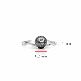 Anillo de perlas negras mejoradas de color agua dulce genuina de 6,0 mm de oro blanco de 10 quilates, tamaño 6,5