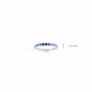 10K White Gold Genuine 2mm White Zircon, Aquamarine, Blue Zircon, Blue Topaz, Tanzanite, Ceylon Sapphire and Sapphire Gemstone Ring, size 6.5
