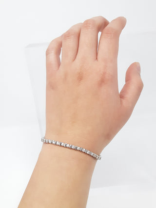 Brazalete de tenis con diamantes de 1,50 quilates en oro blanco de 10 quilates, 7"