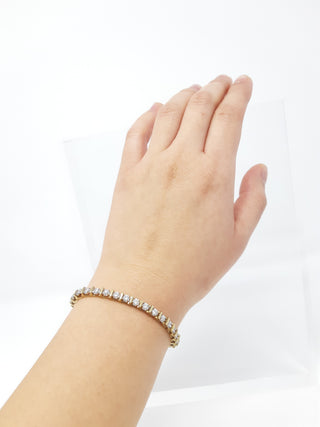 Brazalete de tenis con diamantes de 2,00 quilates en oro amarillo de 10 quilates, 7"