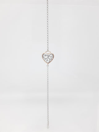 Brazalete de diamantes canadienses de 0,05 quilates en oro blanco y rosa de 14 quilates, 7"