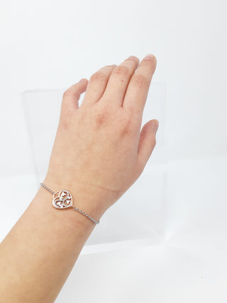 Brazalete de diamantes canadienses de 0,05 quilates en oro blanco y rosa de 14 quilates, 7"