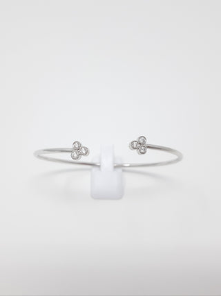 Brazalete de oro blanco de 14 quilates con diamantes de 0,24 quilates, 6,5"