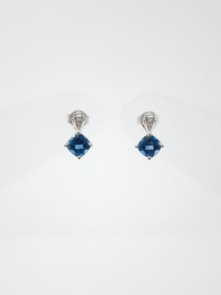 Pendientes de topacio azul Londres y diamantes