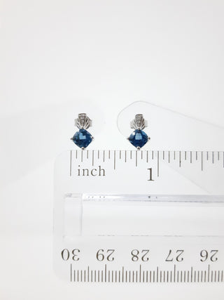 Pendientes de topacio azul Londres y diamantes