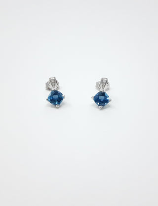 Pendientes de topacio azul Londres y diamantes
