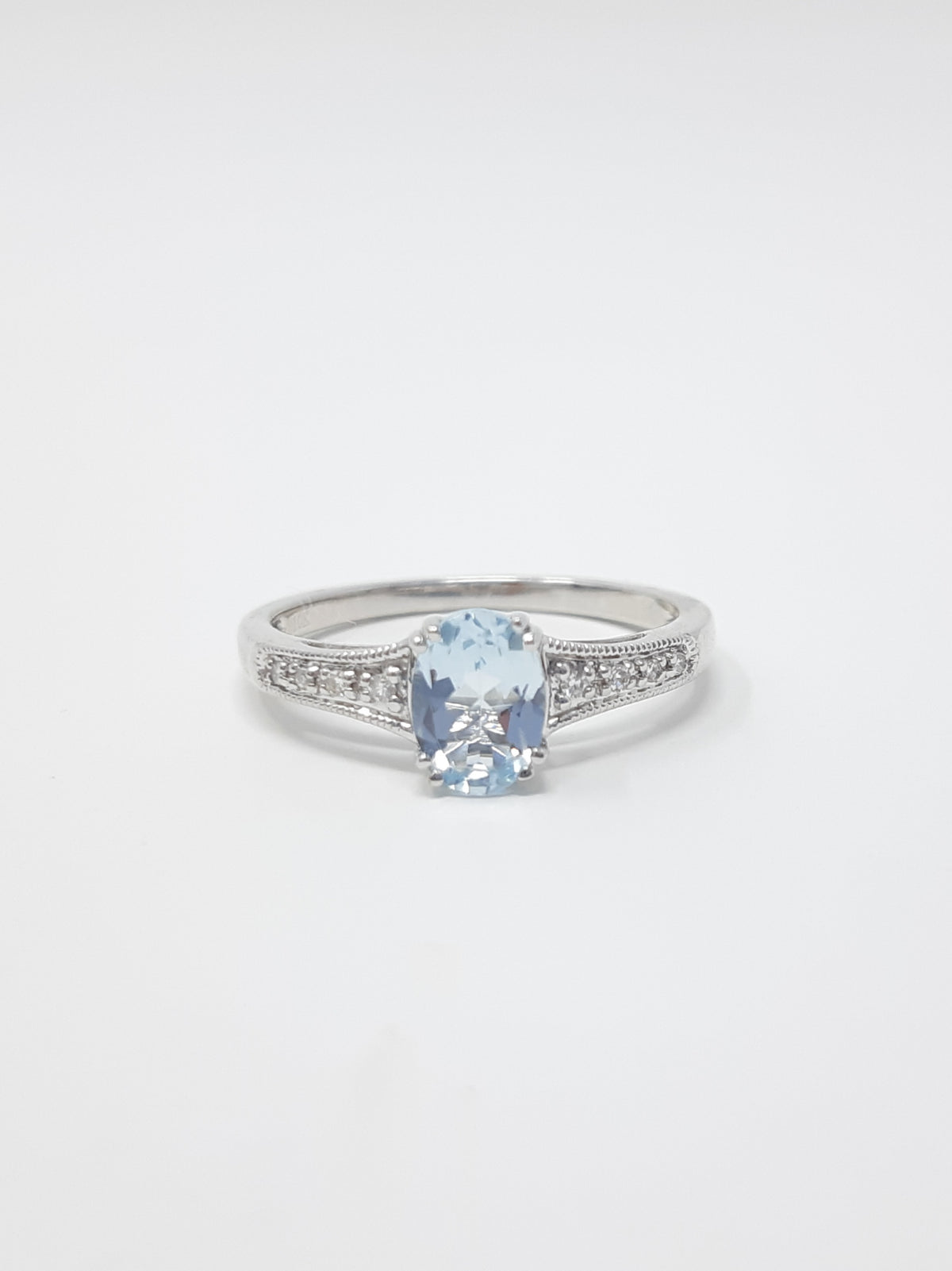 Aquamarine And Diamond Ring