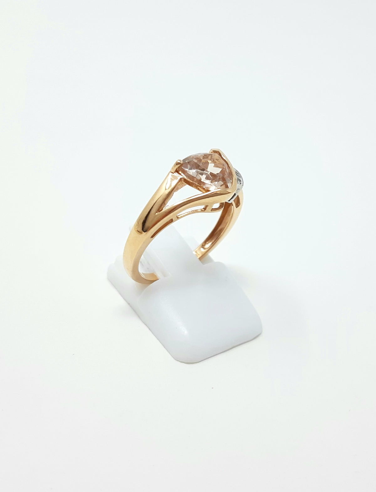 10K Rose Gold Gemstone and Diamond Ring- Size 6.5