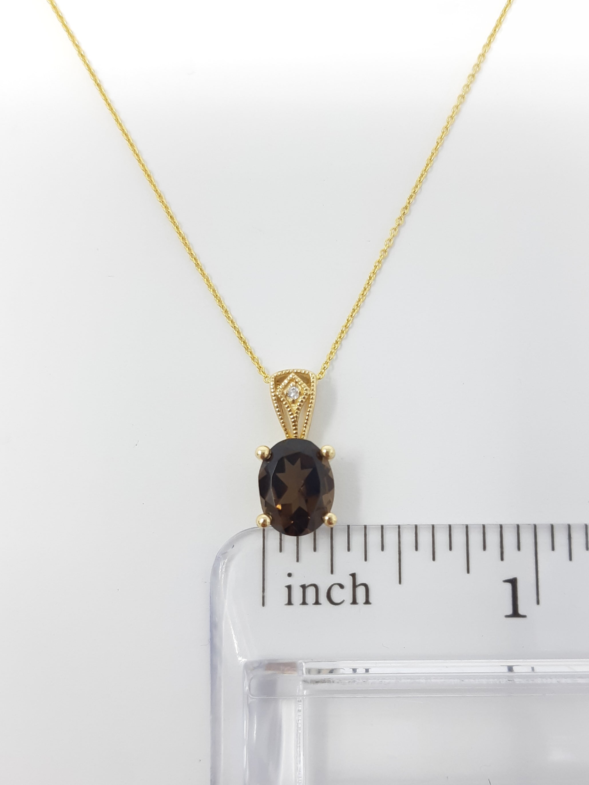 Smokey Quartz and Diamond Pendant