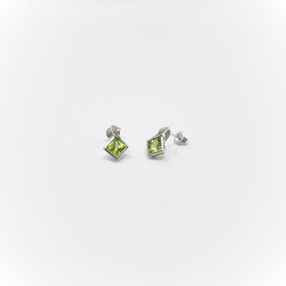 10K White & Yellow Gold 1.80cttw Genuine Peridot and 0.01cttw Diamond Earrings
