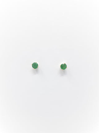 14K Yellow Gold Emerald Stud Earrings