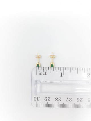 14K Yellow Gold Emerald Stud Earrings