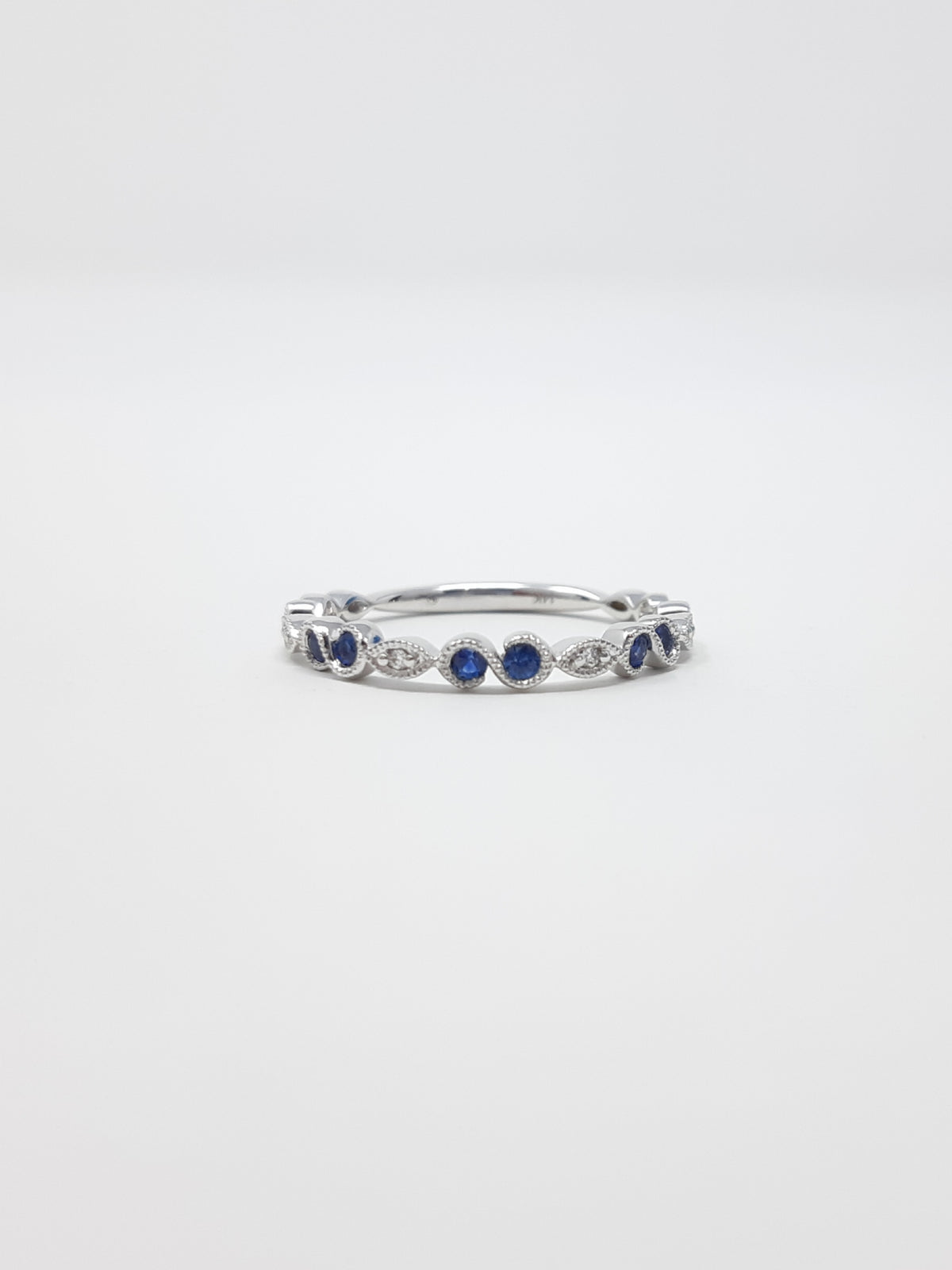 14K White Gold Sapphire and Diamond Infinity Ring