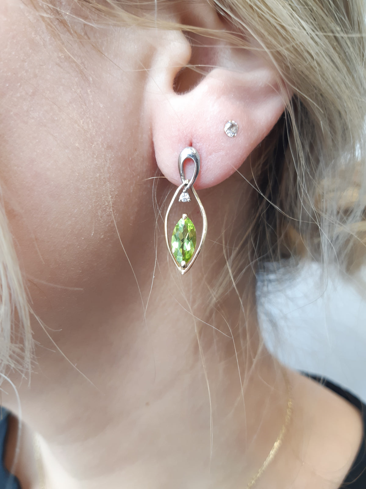 Pendientes de peridoto y diamantes