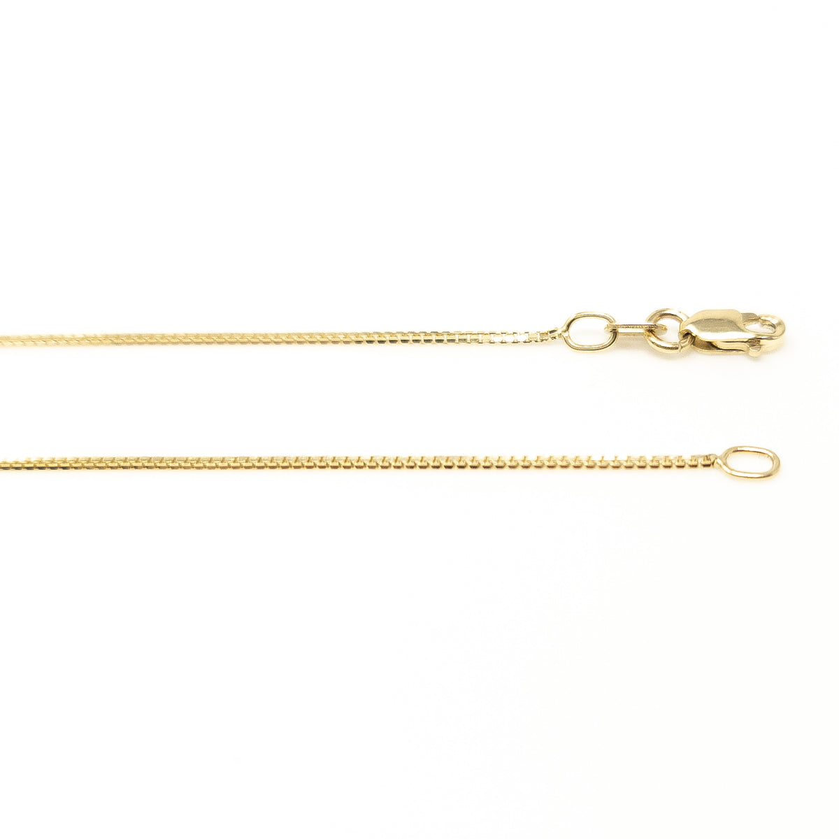 10K Gold Box Chain - 1 mm with Lobster Clasp - Various Length