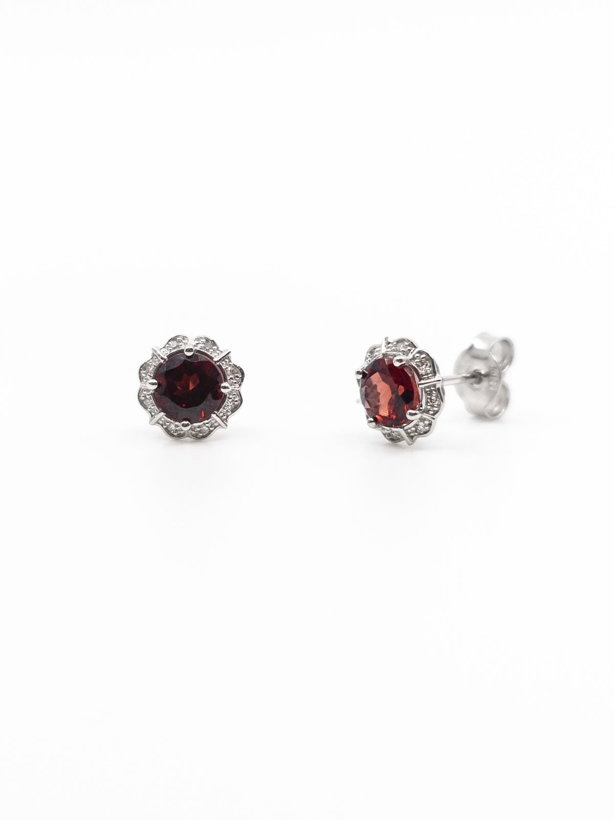 Garnet &amp; Diamond Earrings