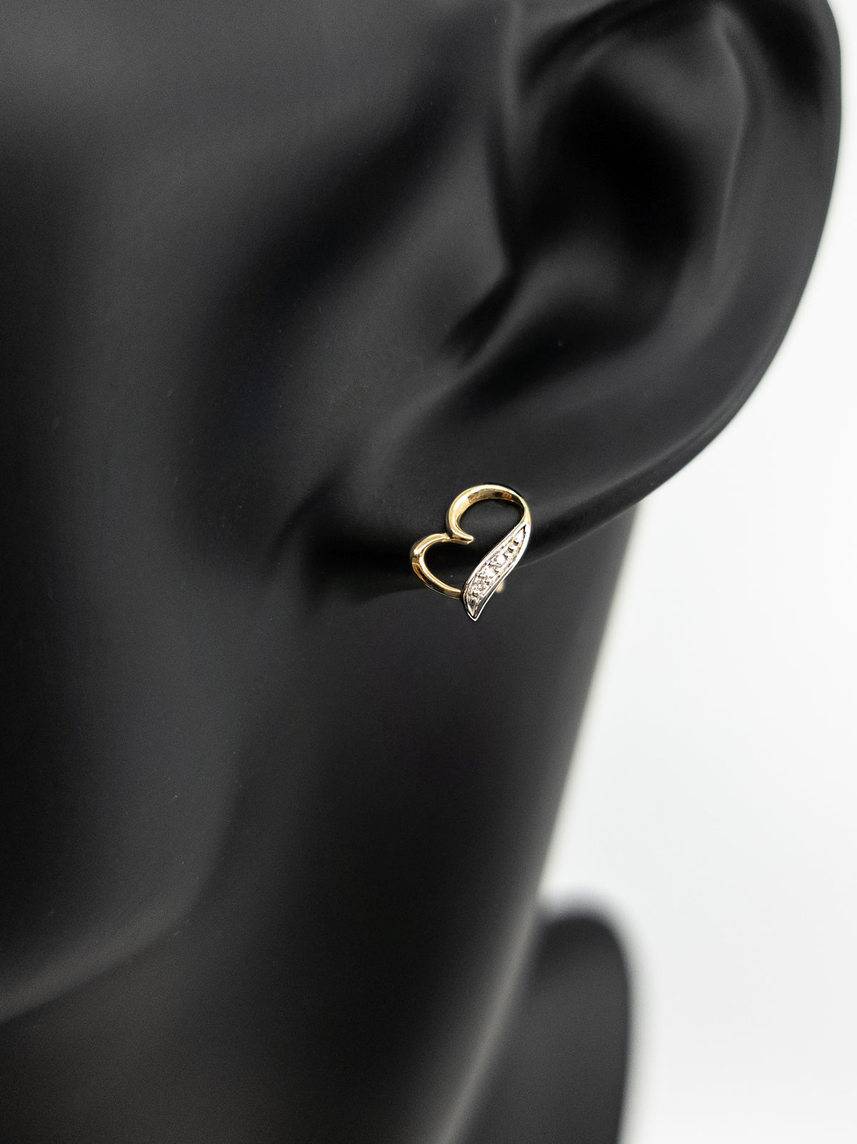 10K Yellow Gold Side Ways Heart Diamond Earrings