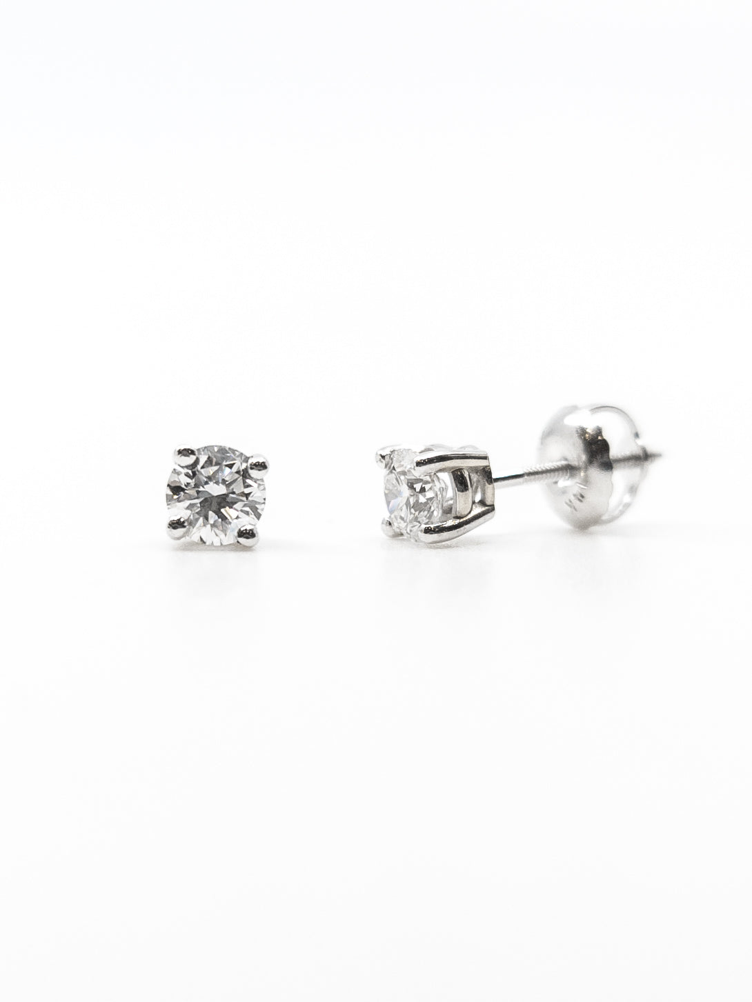 14K White Gold 0.15cttw Lab Grown Diamond Solitaire Earrings with Screw Back