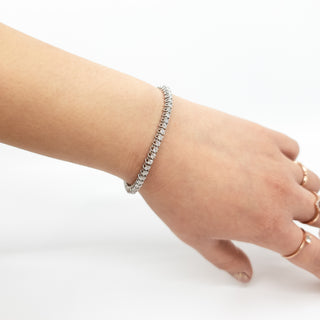 Brazalete de tenis con diamantes cultivados en laboratorio de oro blanco de 14 quilates y 3,0 quilates