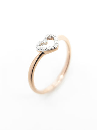 10K Rose Gold 0.05cttw Diamond Heart Ring, Size 6.5