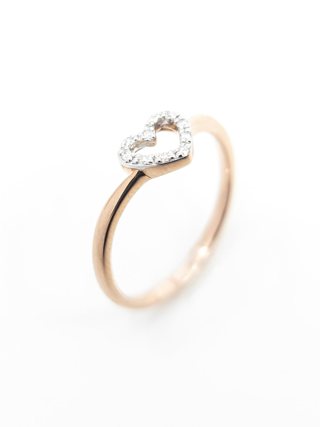 10K Rose Gold 0.05cttw Diamond Heart Ring, Size 6.5