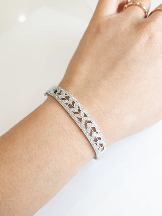 Brazalete de diamantes de 0,56 quilates en oro blanco de 10 quilates, 7"