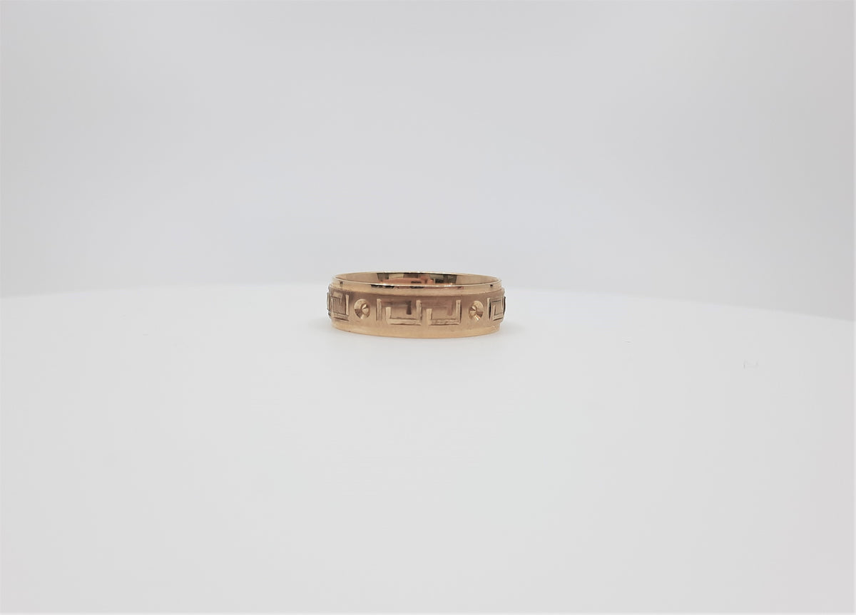 10K Yellow Gold Wedding Band Brushed  Fancy