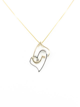 Collar de corazón de diamantes en oro de 10 quilates en dos tonos - 18"