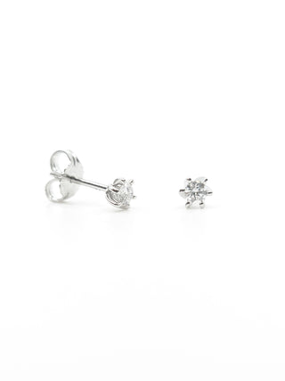 Aretes de oro blanco de 10 quilates con diamantes canadienses de talla redonda de 0,16 quilates