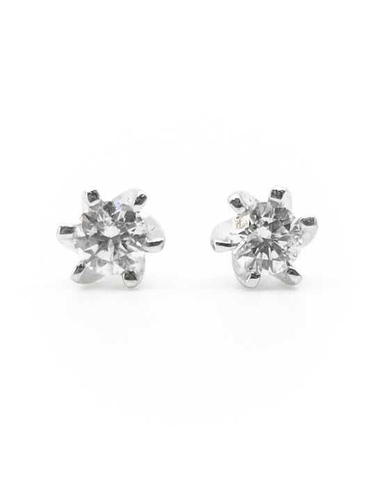 10K White Gold 0.16cttw Round Cut Canadian Diamond Stud Earrings
