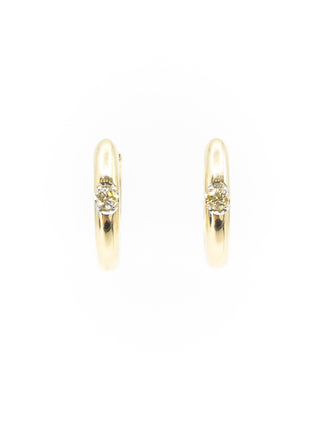 10K Yellow Gold 0.06cttw Round Cut Canadian Diamond Hoop Huggie Hinged Earring