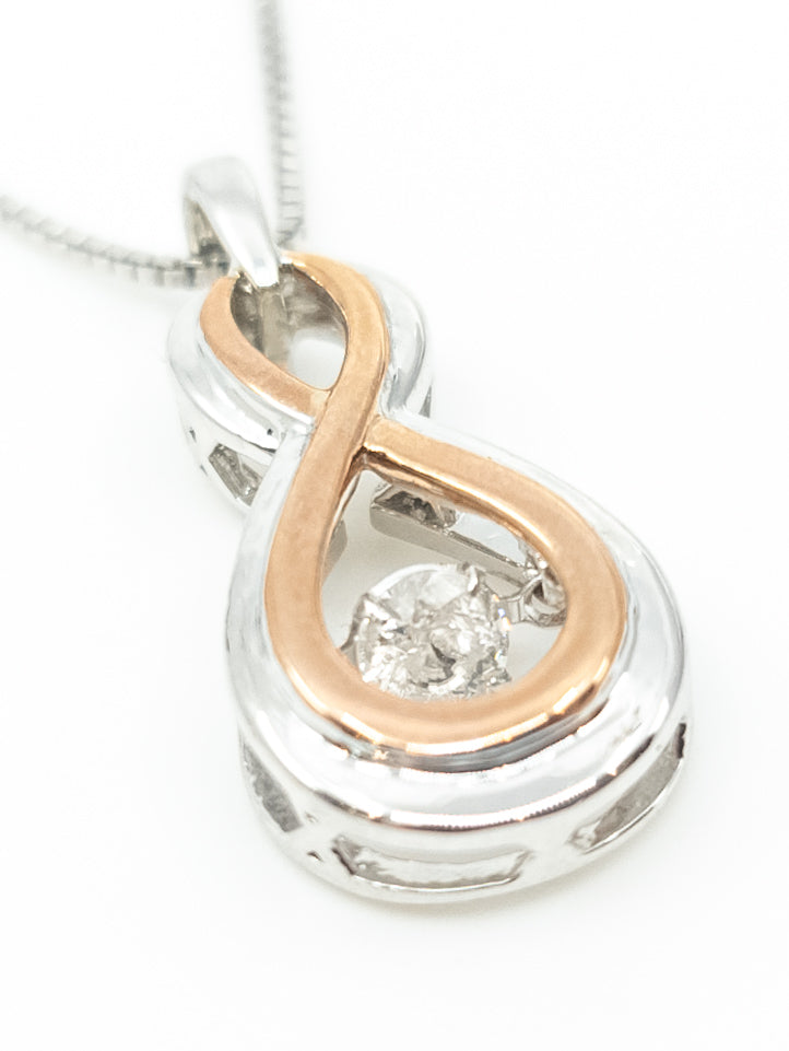 Sterling Silver and 10K Rose Gold 0.18cttw Canadian Diamond Pendant, 18&quot;