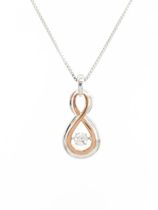 Colgante de diamante canadiense de 0,18 quilates de plata de ley y oro rosa de 10 quilates, 18"