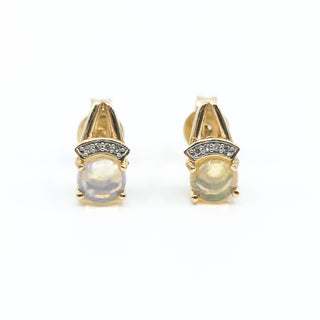 Aretes de diamantes y ópalo de oro amarillo de 10 quilates