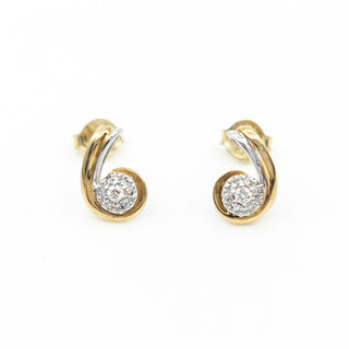 Pendiente de diamantes en oro amarillo y blanco de dos tonos de 10 quilates