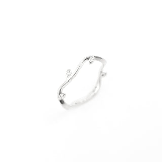 Anillo de oro blanco de 10 quilates con diamantes de talla redonda de 0,024 quilates, tamaño 6,5