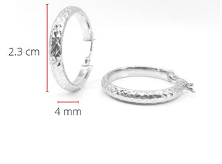 Aros grabados en oro blanco de 10 quilates - 30 mm