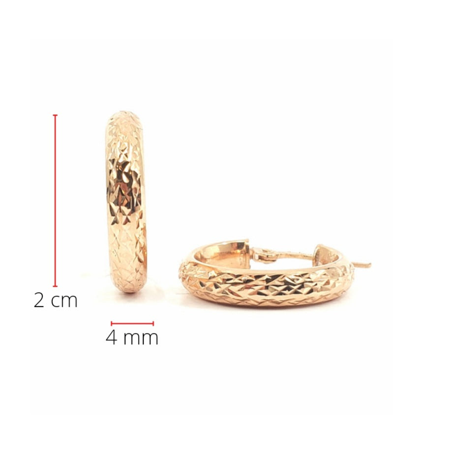 10K Rose Gold Textured Hoops - 20mm