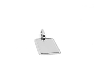Dije de placa grabable con talla de diamante en oro blanco de 10 quilates - 18x13 mm