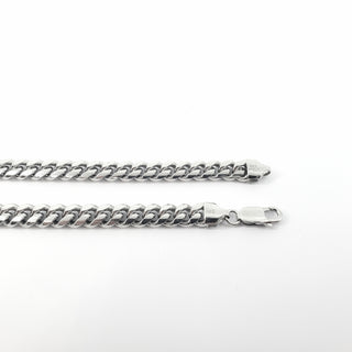 925 Sterling Silver Miami Cuban Rhodium Plated Bracelet with Lobster Clasp - 8 Inches